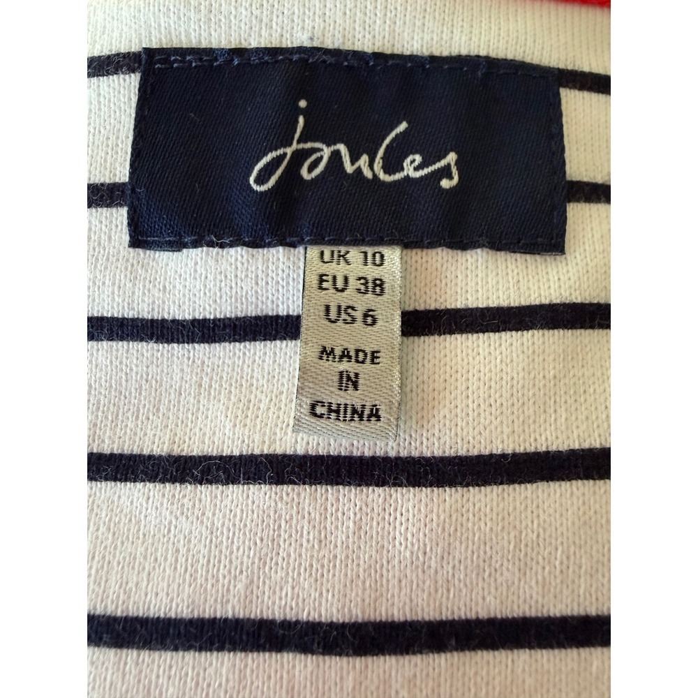 Joules Harbour Print Striped Dachshund Leopard Dog Top Navy White US 6 - Picture 5 of 6
